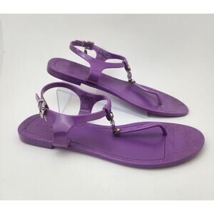 Coach Women's 9 purple thong Jelly Sandal w/metal detail vibrant festival vibe